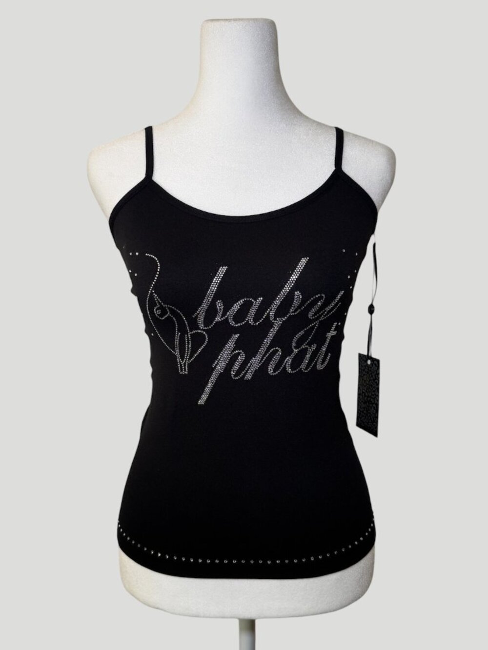 Baby Phat Black Tank Top with Silver Rhinestones